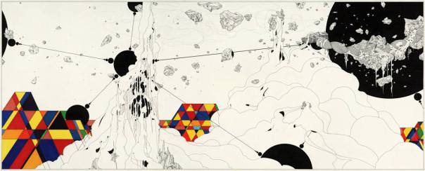 Suspension of Elements (A Kind of Reassembly), 2009 18.25 x 45.25 Inches. Ink and graphite on paper © Ernesto Caivano